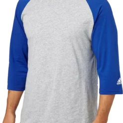 Adidas Men's Triple Stripe ¾ Sleeve Heather Baseball Shirt