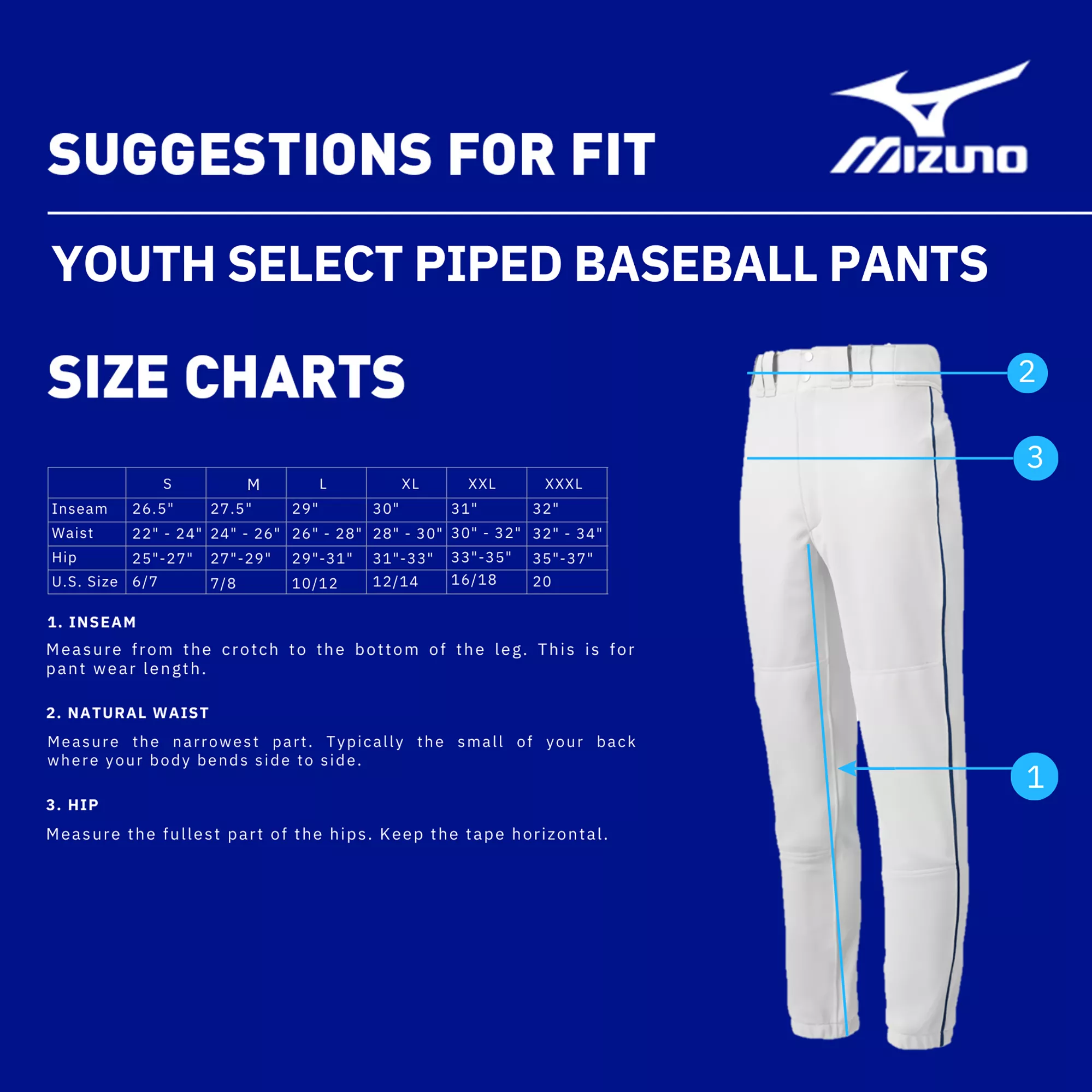 Mizuno Boys' Select Piped Baseball Pants - Image 2